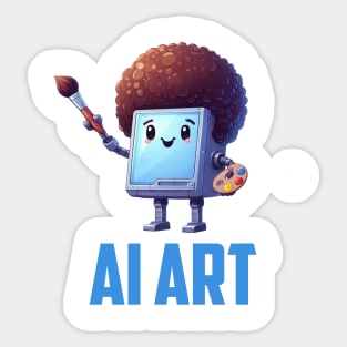 Cute AI Artist Robot Sticker